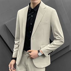 春季男百搭新款商务正装纯色修身时尚休闲西服两件套装XF8609P230，男装西服，电商A355（原A415）