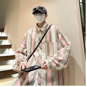 控价59条纹格子衬衫宽松外套男女衬衣百搭格子外套CS2421 P40图片