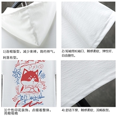 LD54226-P45连帽短袖t恤男大码胖子带帽五分袖中袖展架，男装T恤，电商A040A