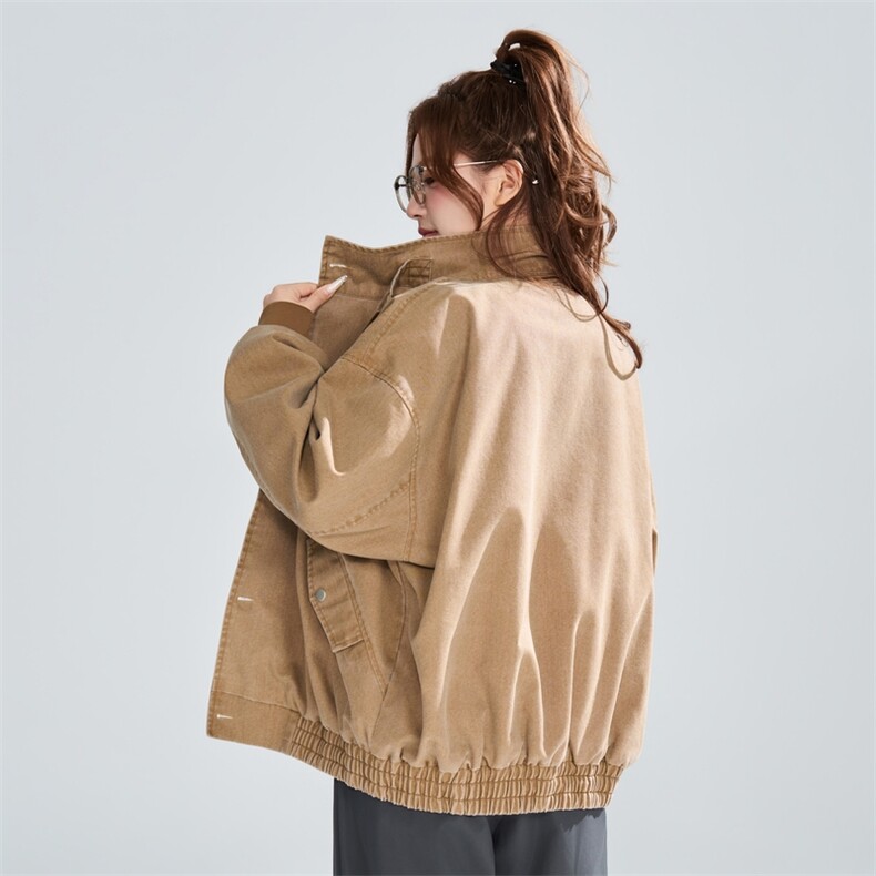 春秋宽松复古做旧立领工装夹克女潮流百搭外套XZ309JK8013P99,男装夹克,星座309（原A406）