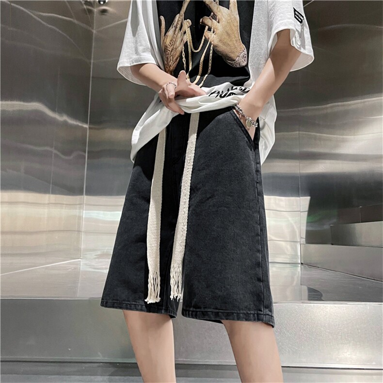 牛仔短裤男夏季新款港风潮流韩版帅气宽松百搭五分裤DK06601-P40图片