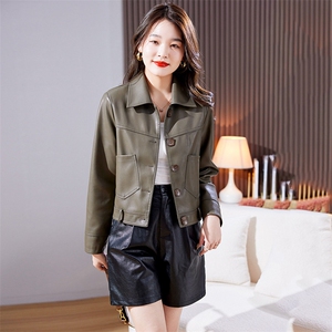 皮衣外套女2023年春季新款水洗皮机车服显瘦pu皮夹克韩版短外套潮图片