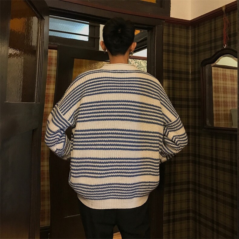 韩版小清新条纹海魂衫毛衣男秋冬宽松情侣套头针织衫T013,男装针织衫/毛衣,星座1501