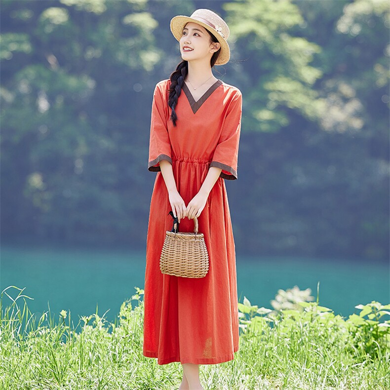 2026年春季大摆型短袖日常逛街，女装连衣裙，江南依恋