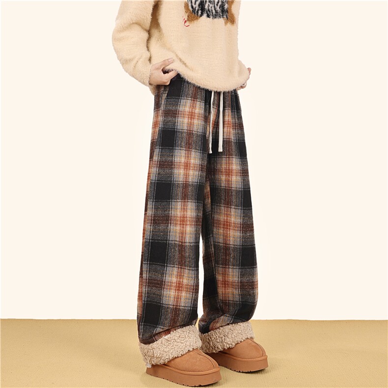 冬季新款潮流黑咖格宽松休闲加厚外穿棉裤B315-K25898JR-p65控88,男装棉裤,电商B315