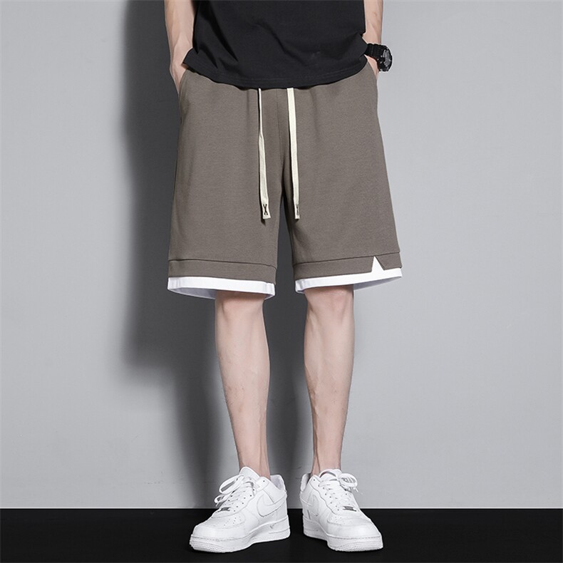 夏季短裤男宽松潮YOA景假两件纯色百搭五分裤运动短裤CK2410-P29,男装牛仔裤,星座717