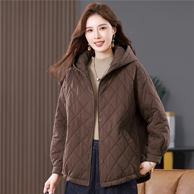 叶笙衣82545戴帽萎形宽松休闲棉衣,女装棉衣/棉服,叶笙衣