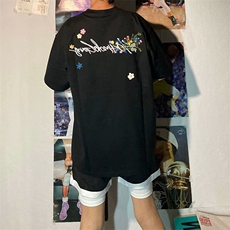 万针全刺绣工艺抖音得物高品质260克重磅纯棉双纱美式高街短袖T恤，男装T恤，电商A486-1