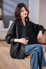 棕色皮衣外套女2024秋季新款小个子港风复古美式皮夹克美拉德机车，女装皮衣，潮流依族