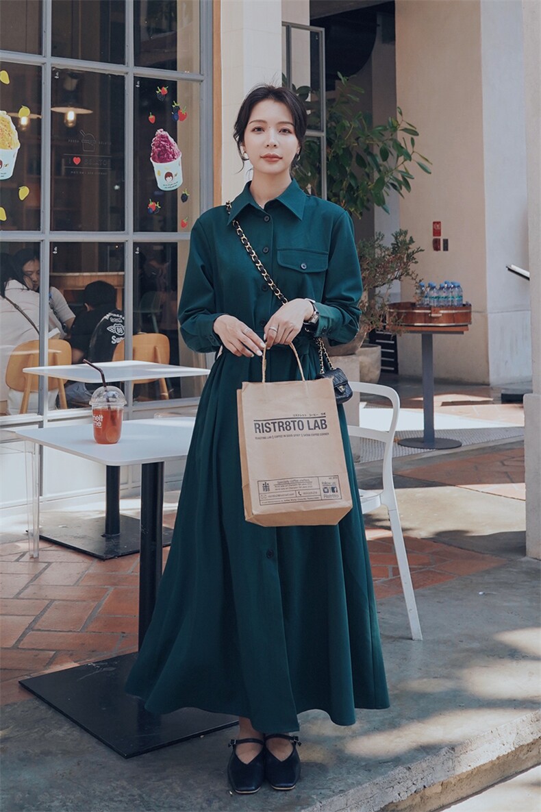 大货已出2020春季新款系腰带连衣裙裙长裙225-F15,女装连衣裙,浙宝225