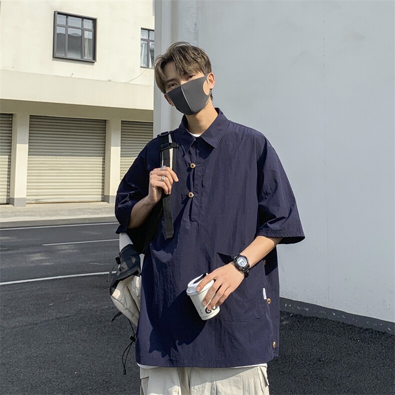 T013-P35夏季宽松型日系poloT恤,男装T恤,星座1501-1