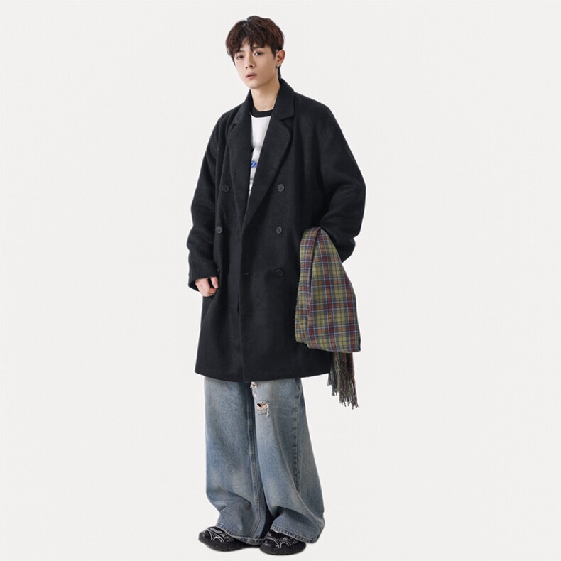 高档男毛呢大衣双排扣羊毛呢子风衣长款西装外套男JK02566-P115，男装风衣，星座308B-2