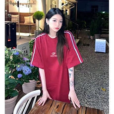 抖音得物高品质二开240克宽松纯棉美式潮牌三条杠织带短袖T恤，男装T恤，电商A486