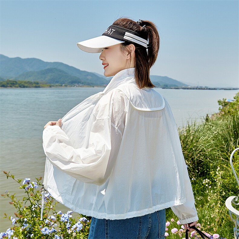 立领防晒衣女短款2025夏季新款百搭透气轻薄长袖小个子防晒服外套,女装防晒衣,可可小西