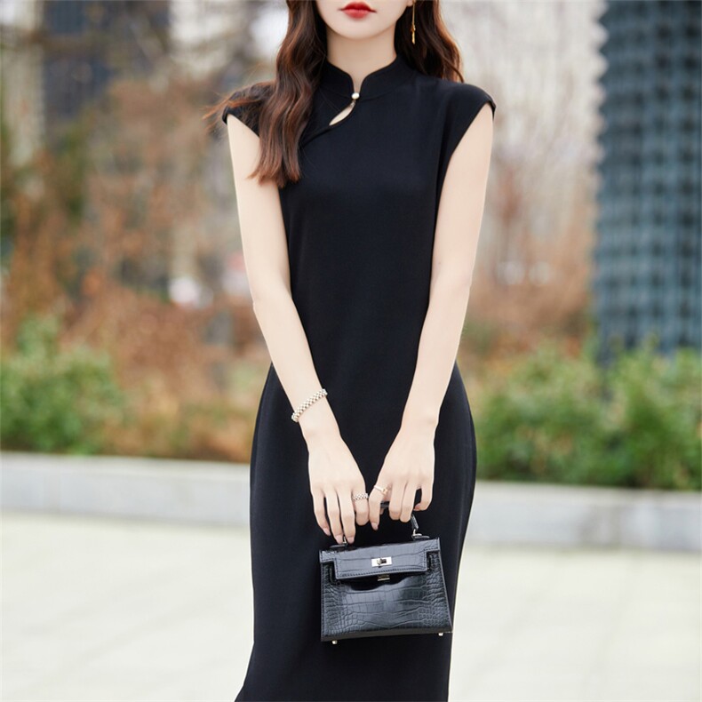 气质优雅时尚女士曲珠修身显瘦旗袍裙,女装连衣裙,东远绒业
