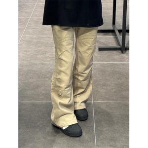 卡其色工装牛仔裤男休闲裤夏季美式复古vibe裤子 K5012图片