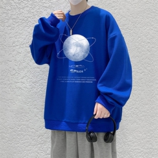 华夫格卫衣圆领卫衣男大码长袖t恤男外套HW76241-P30加绒款-P40，男装卫衣，电商A040
