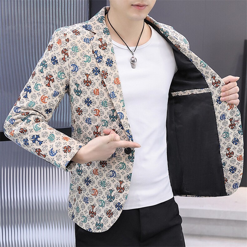 507A-X013-P752025春夏时尚青年帅气碎花小西装外套,男装西服,星座507A（原星座306B-2）