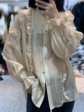 2022新款法式浪漫木耳边时尚高级百搭纯色衬衫，女装衬衫，L·H·X