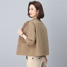 立领纯棉衬衫休闲单排多扣，女装衬衫，小林双子