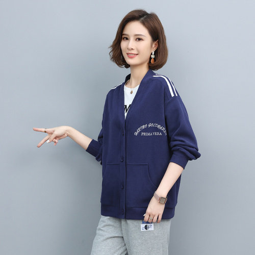 时尚休闲刺绣卫衣套装女宽松显瘦长袖开衫外套+裤子两件套,女装卫衣/绒衫,依恋蒂丝