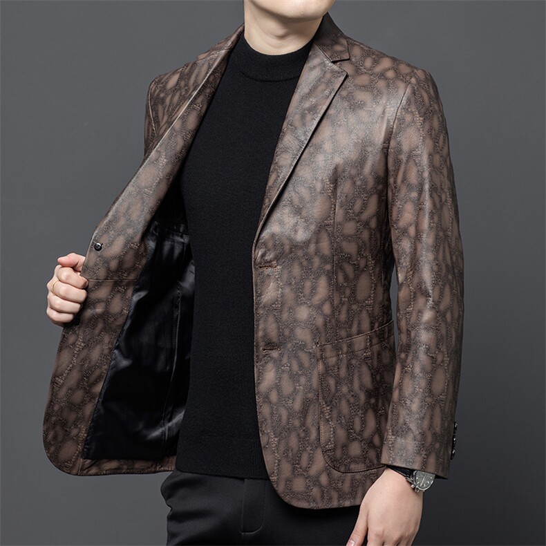 春秋款男士真皮皮衣头层牛皮夹克商务休闲西服爸爸装外套百搭休闲,男装夹克,电商B360A（原721A）