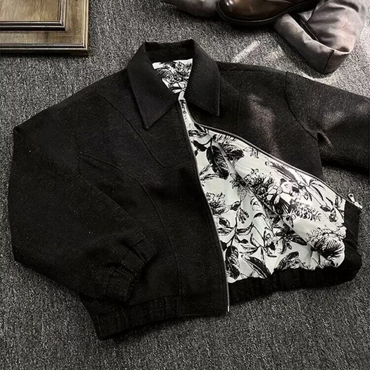 网图cleanfit毛呢外套男秋冬美式复古水墨花短款夹克JK9338-特P98,男装夹克,星座1007（原301D）