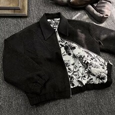 网图cleanfit毛呢外套男秋冬美式复古水墨花短款夹克JK9338-特P98，男装夹克，星座1007（原301D）