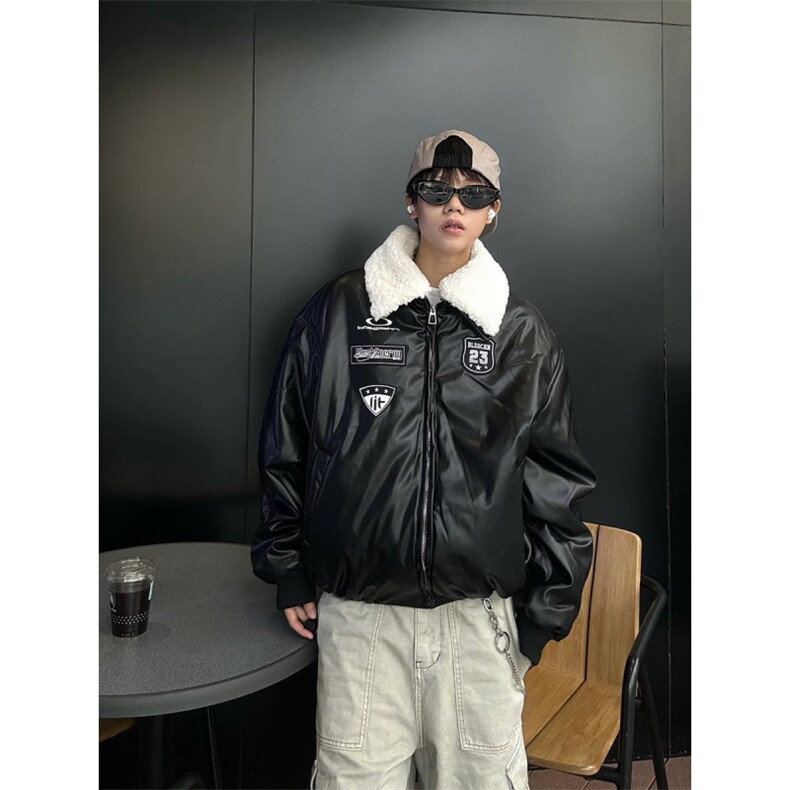 【网图现货】冬季加厚PU皮刺绣保暖棉服M68/P100,男装夹克,星座205-3
