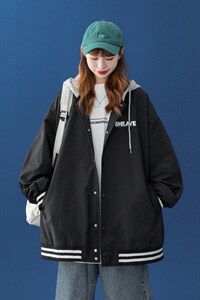 中性风 2023秋季新款港风纯色连帽情侣百搭夹克外套G25 p65控88图片