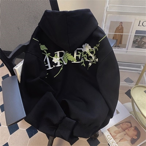 万针刺绣结构设计重磅秋冬全棉高品质美式高街连帽卫衣外套 Y7693图片