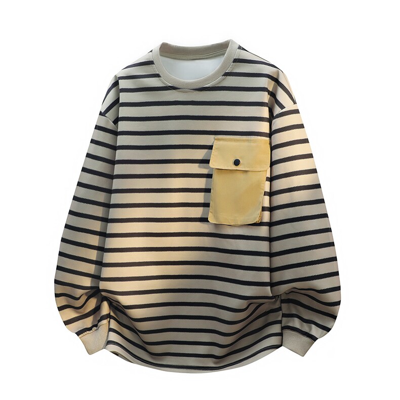 TWY19特P45控88圆领条纹3D白底polo情侣卫衣宽松外套男100聚酯，女装短外套，电商B370