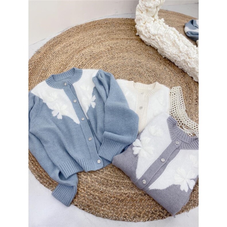 现货高级感拼水貂绣花开衫，其它，CHERRY·印