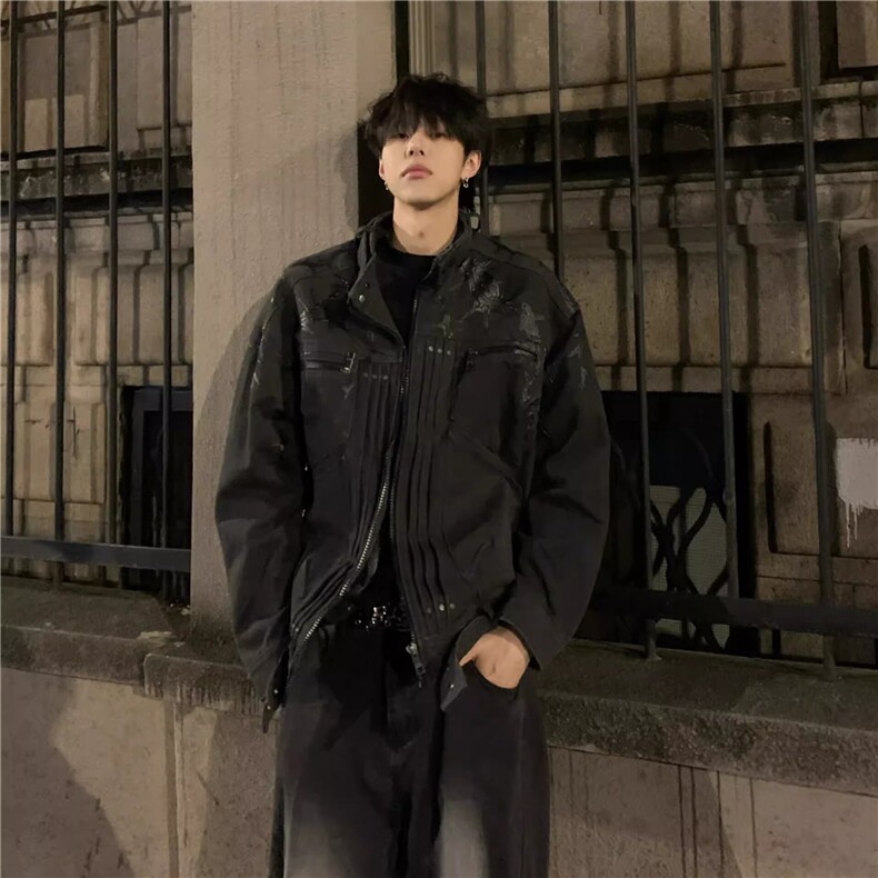 【有货】K12CC-特P78 美式高街短款外套男痞帅解构夹克图片