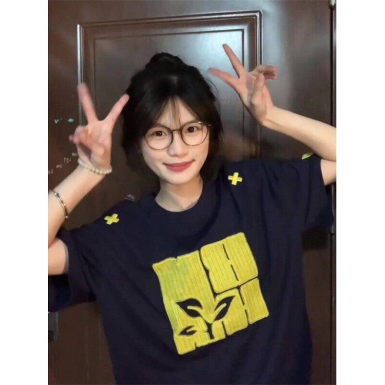 夏季新款重工刺绣短袖T恤男女潮牌宽松情侣T-T58-网络图,男装T恤,星座1002-2