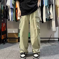 复古休闲秋冬新款做旧水洗直筒宽松显瘦阔腿裤子拖地裤潮，男装休闲裤，星座1210-1