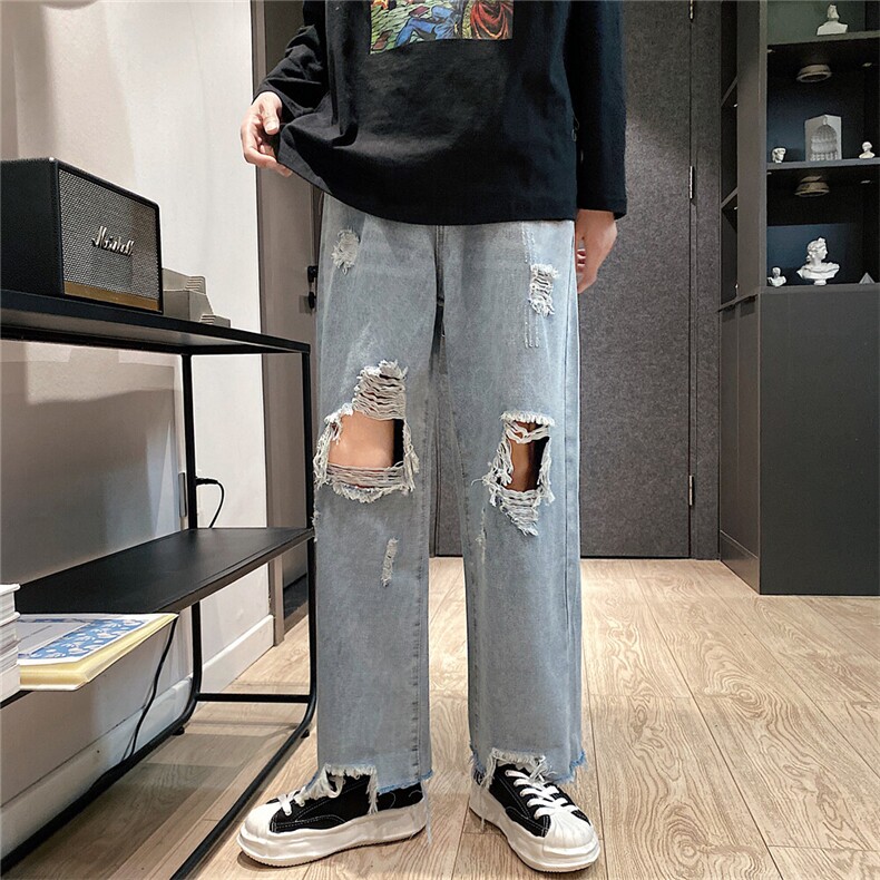 k706-p48-控68破洞牛仔在高阶宽松大码牛仔裤cityboy,男装牛仔裤,星座116