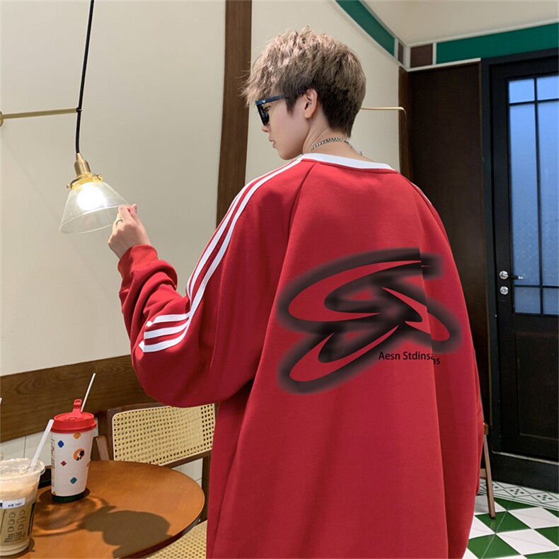 美式三杠条纹复圆领卫衣秋冬男女宽松长袖SW2482-P45控6850棉,男装卫衣,电商B370