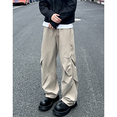 美式高街褶皱伞兵裤男款秋冬阔腿工装裤潮牌宽松百搭休闲直筒裤子，男装工装外套，电商基地A111