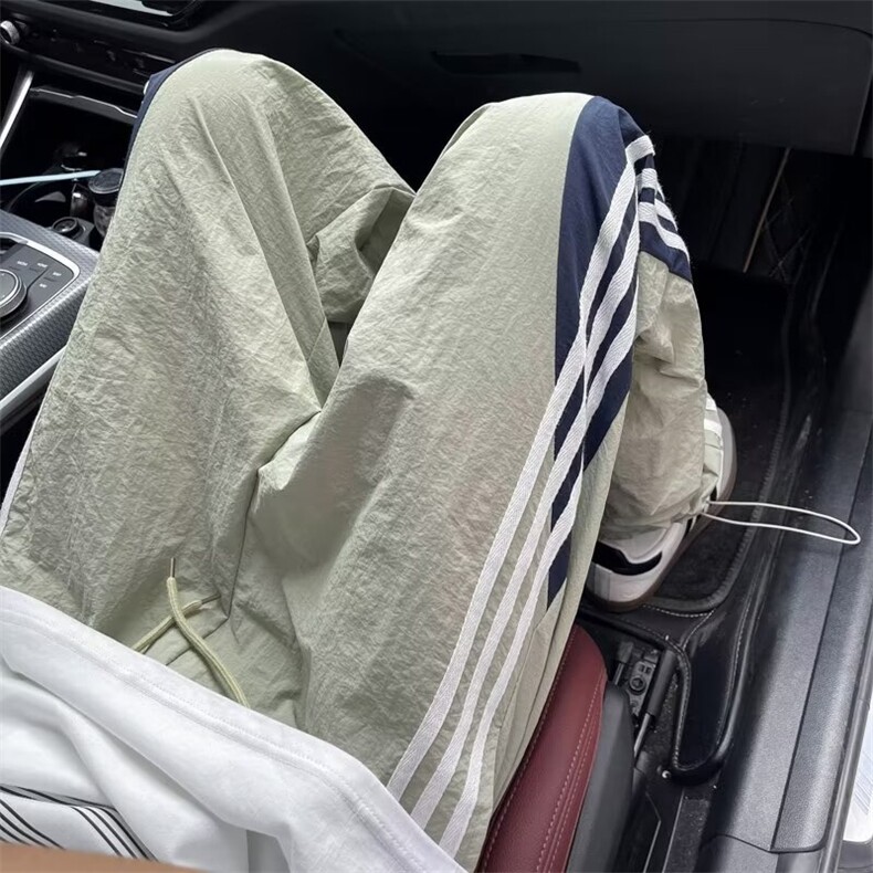 秋男休闲裤塔丝隆三条杠条纹拼色抽绳冲锋长裤h0970P40,男装休闲裤,星座1013-1