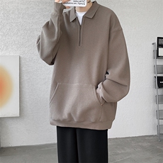 8XL-M半拉链卫衣男日系复古翻领休闲百搭外套大码上衣服WY003P50，女装短外套，电商B312