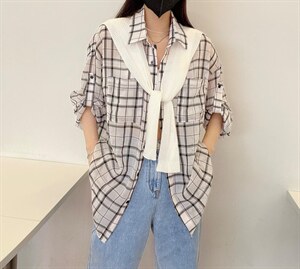 夏季 格子防晒衬衣图片