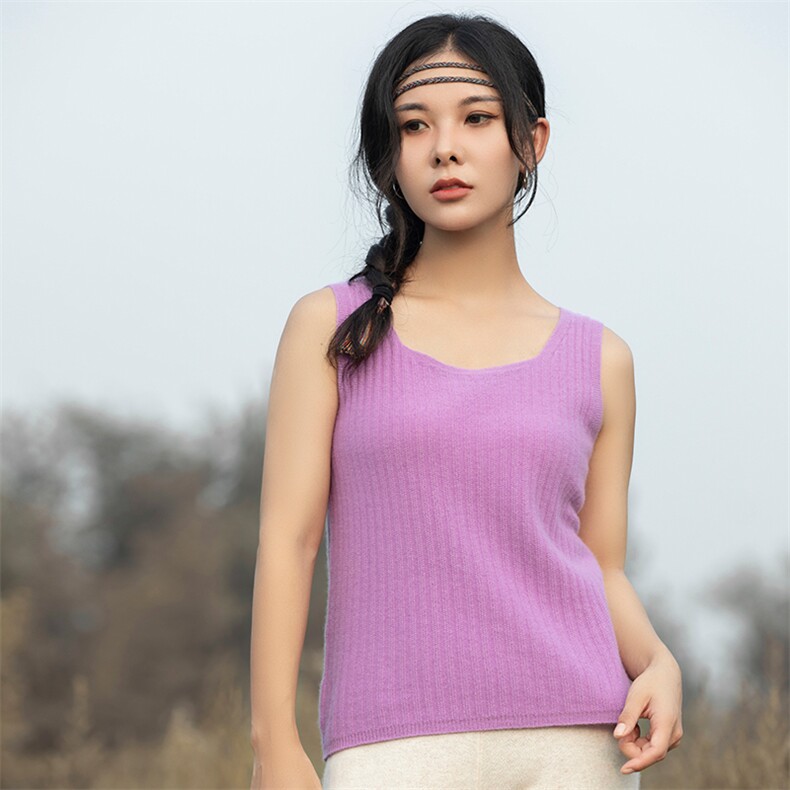纯仿羊毛背心女内搭薄款无袖马甲外穿坎肩圆领针织衫短款，女装背心吊带，赛冬羊绒