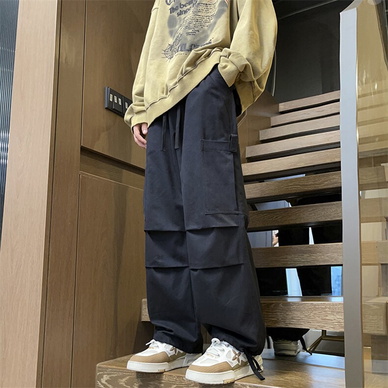 美式高街伞兵裤冲锋裤男宽松直筒休闲长裤23XK66658-P55,男装休闲裤,电商A042