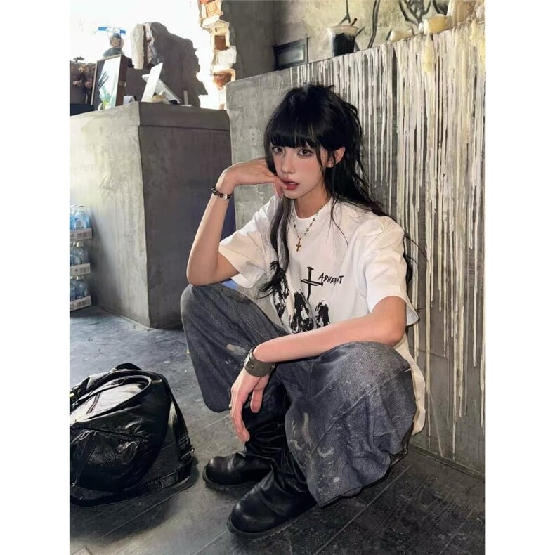 文艺信仰之力纯棉数码直喷短袖男无品牌新款原宿潮流时尚日系慵懒,男装T恤,星座506A