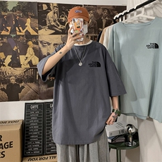 YT26232-P30亚短袖t恤男大码五分袖男宽松七分袖海报风，男装T恤，电商A040