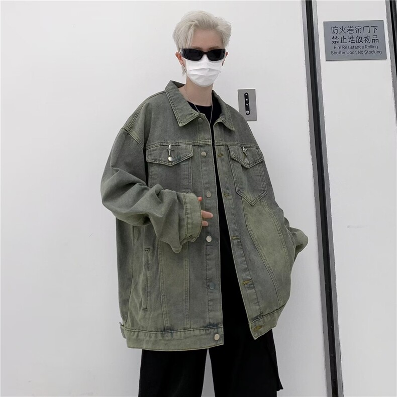 牛仔外套男士春秋季美式高街潮牌痞帅水洗复古新款夹克JH342-p65,男装夹克,星座1008
