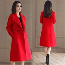 毛呢外套纯色修身显瘦优雅可爱唯美气质长袖中长款口袋时尚2020年冬季，女装毛呢外套，笃写