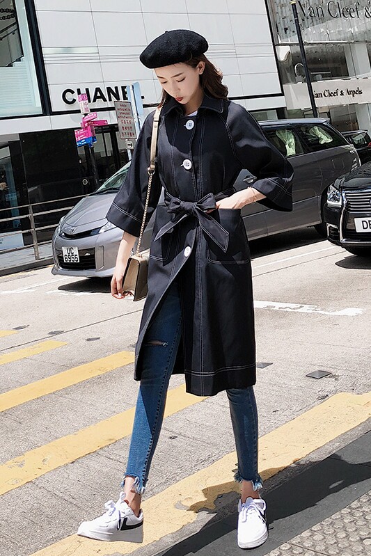 大货已出秋季新款明线设计风衣外套浙宝262A-A005,女装风衣,Yologo