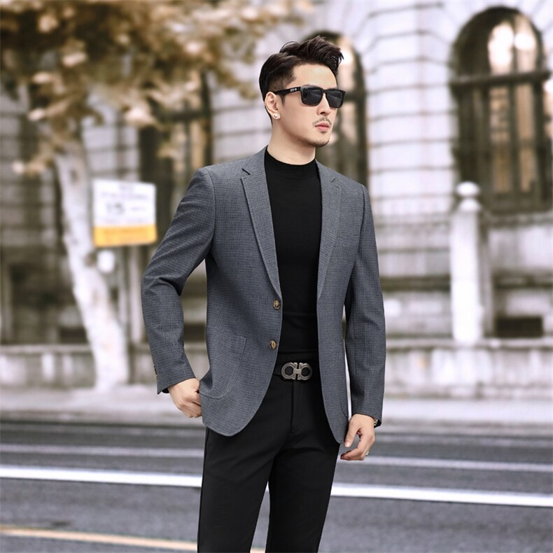 春季新款便西男士格子西装休闲西服外套7817P145225,男装西服套装,电商D225-1